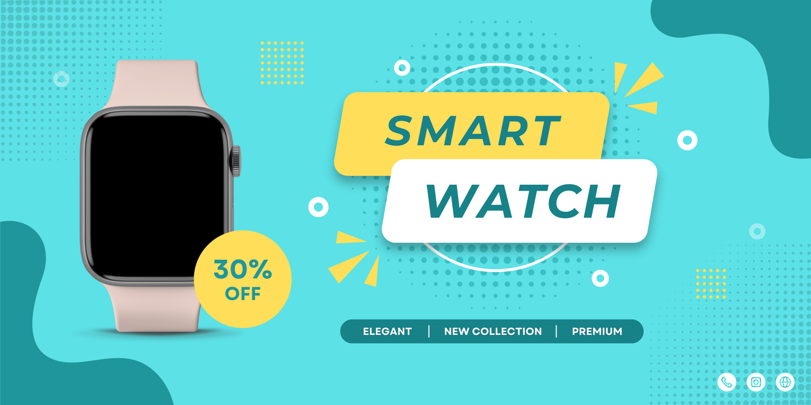 green and yellow modern watch banner